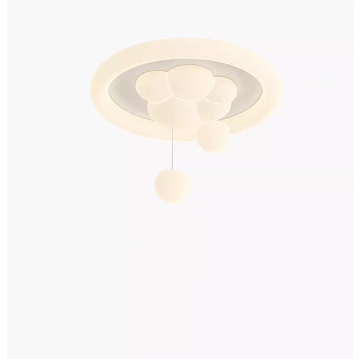 Contemporary Nordic Cream Cat Claw PE Shade Round Ball Decoration LED Flush Mount Ceiling Light For Living Room