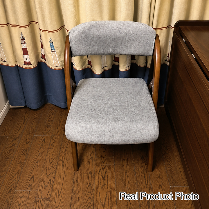 Moderner minimalistischer quadratischer Polsterstuhl aus Massivholz &amp; Sperrholz mit Stoff und Schaumstoff, klappbarer Rückenlehne und Armlehnen für das Esszimmer 