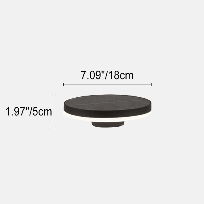 Moderne minimalistische solarbetriebene, wasserdichte runde Scheiben-Design-Aluminium-Glas-LED-Außenwandlampe 