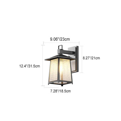 Solar Waterproof Wrought Iron Trapezoid 1-Light Outdoor Wall Sconce Lamp