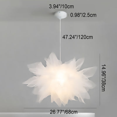 Nordic Tulle Fabric 1-Light Flower Shaped Pendant Light