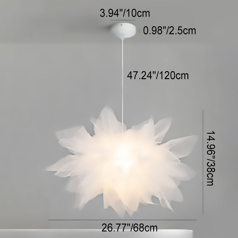 Nordic Tulle Fabric 1-Light Flower Shaped Pendant Light