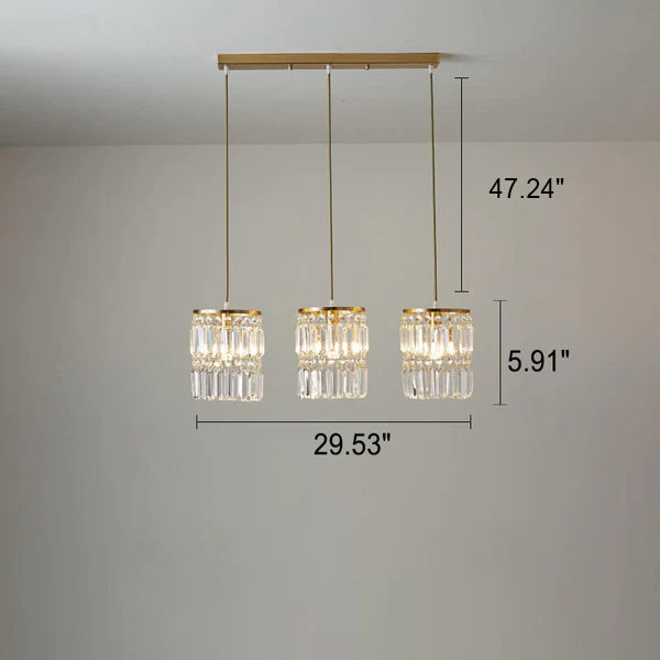 Nordic Postmodern Light Luxury All Copper Crystal 1/3-Light Island Light Chandelier