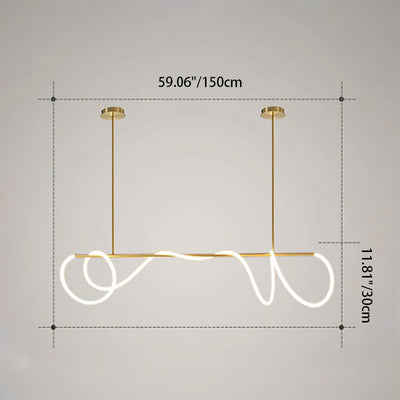 Modern Minimalist Twisted Long Line LED Chandelier