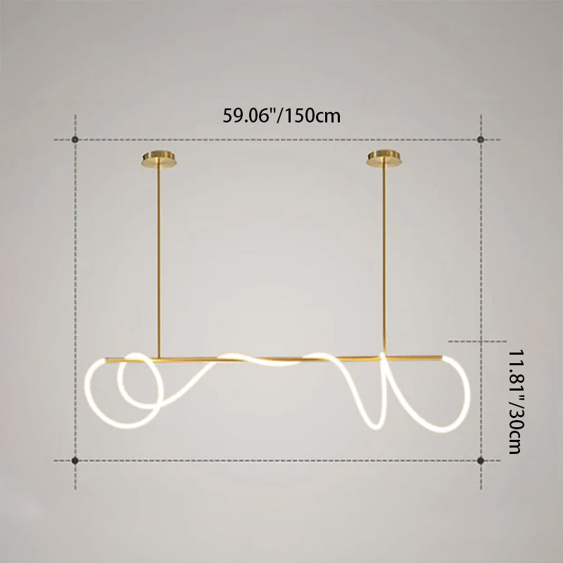 Modern Minimalist Twisted Long Line LED Chandelier