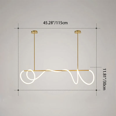 Modern Minimalist Twisted Long Line LED Chandelier