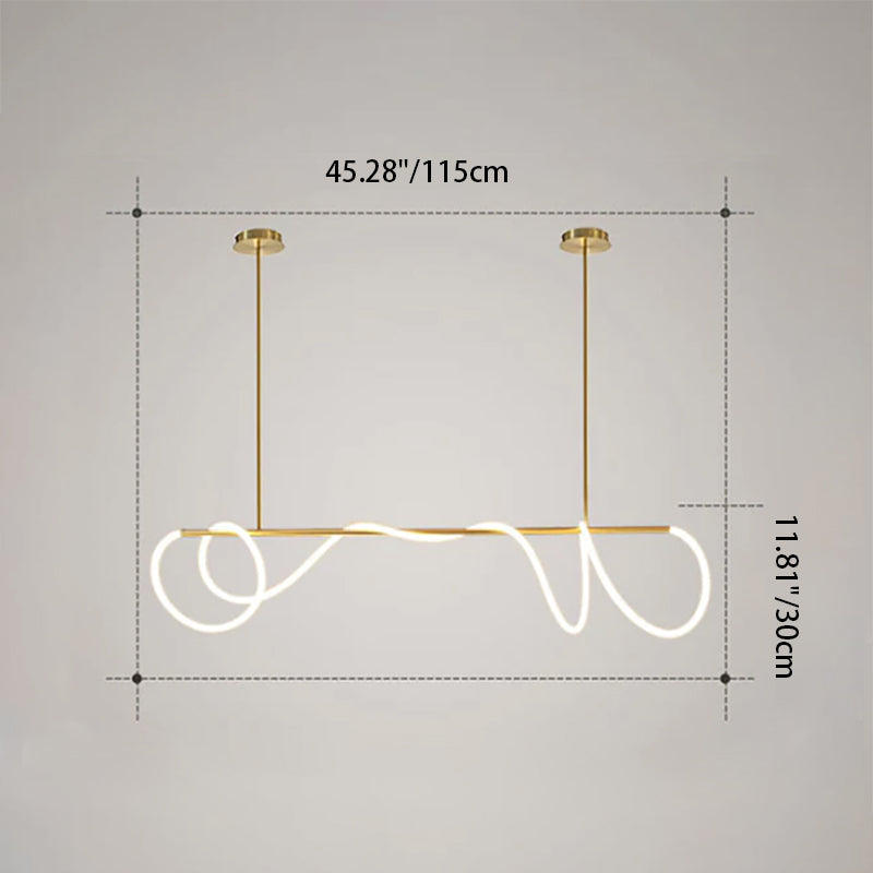 Modern Minimalist Twisted Long Line LED Chandelier