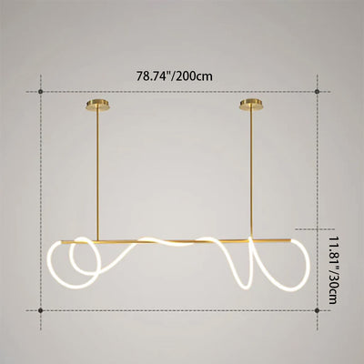 Modern Minimalist Twisted Long Line LED Chandelier