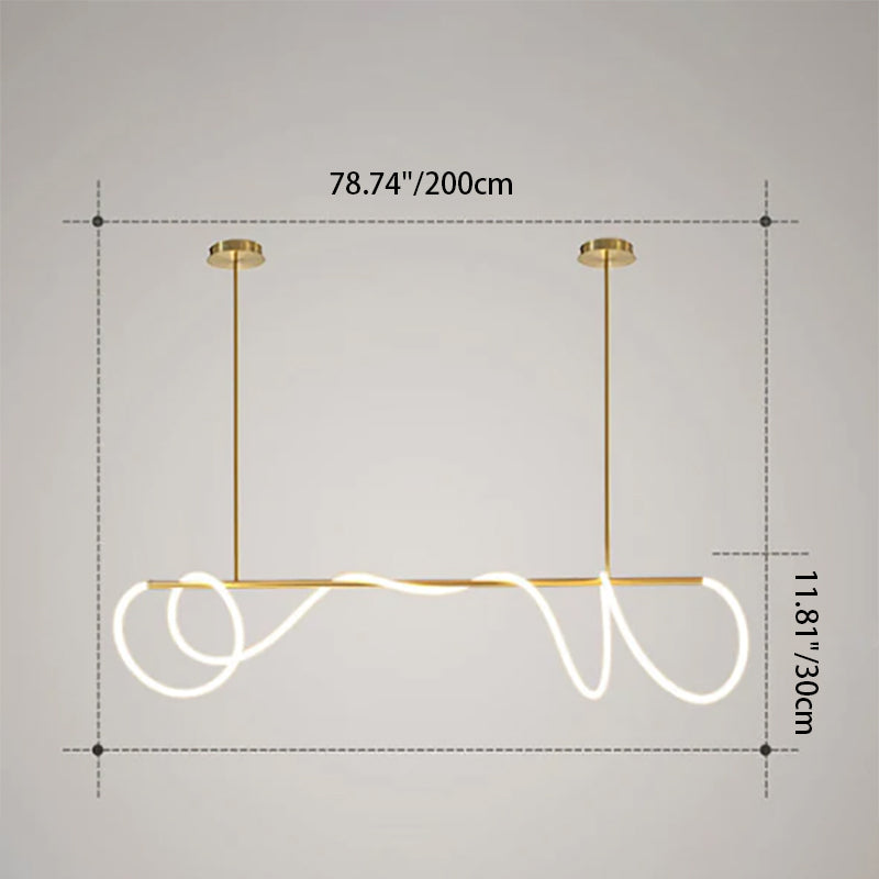 Modern Minimalist Twisted Long Line LED Chandelier