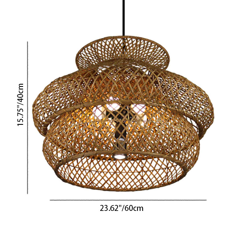 Retro Rattan Weaving 3 Layers 4/6 Light Chandeliers