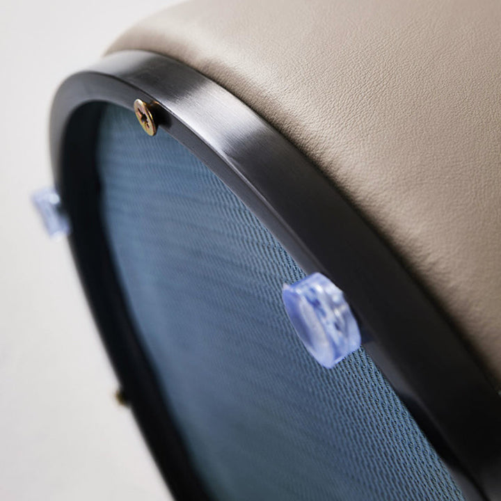 Tabouret bas rond minimaliste moderne en forme de sablier en cuir microfibre et acier inoxydable pour salon 