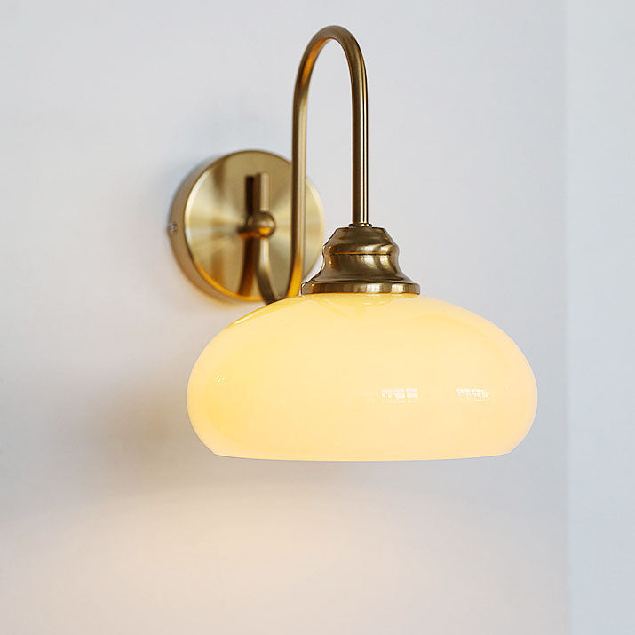 Contemporary Nordic Round Dome Iron Glass 1-Light Wall Sconce Lamp For Bedroom