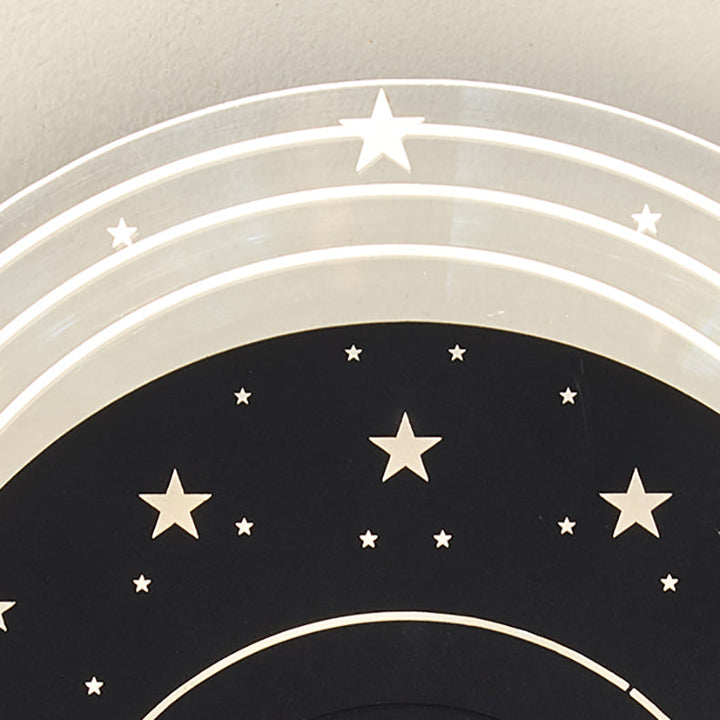 Lámpara de Aplique de Pared LED Redonda con Astronauta de Resina y Luna Estrellada Creativa Contemporánea para Sala de Estar 