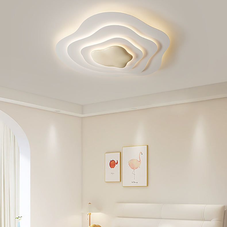 Plafonnier LED en résine nuage crème minimaliste moderne avec montage affleurant pour chambre 