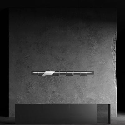 Modern Minimalist Long Glass Copper LED Island Light Chandelier For Living Room