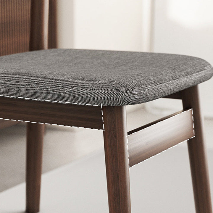 Contemporary Retro Square Double Layer Faux Nappa Leather Upholstered Dining Chair Open Back Armless For Dining Room