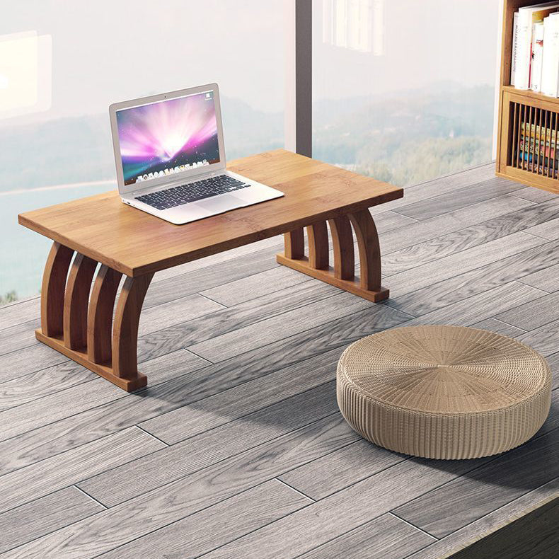 Traditional Japanese Rectangle Curved Heather Bamboo End Table 1-Tier ...