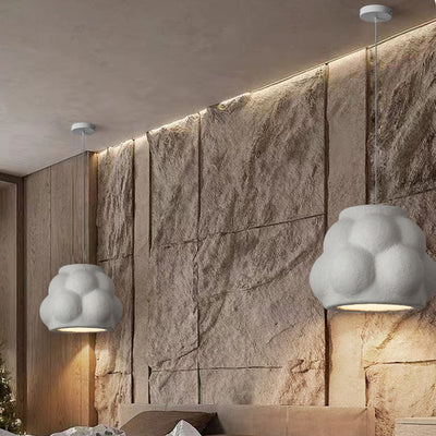 Traditionelle japanische Wabi-Sabi-Imitation Zement Textur Bubble Shade 1-Licht Pendelleuchte für Wohnzimmer 