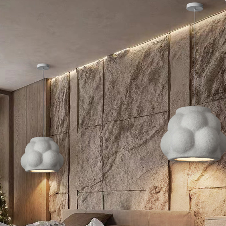 Traditionelle japanische Wabi-Sabi-Imitation Zement Textur Bubble Shade 1-Licht Pendelleuchte für Wohnzimmer 