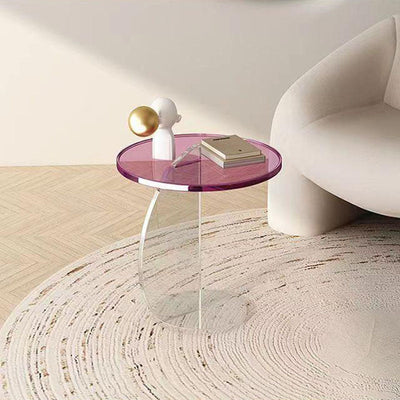 Table basse ronde semi-circulaire minimaliste moderne en plastique pour salon 