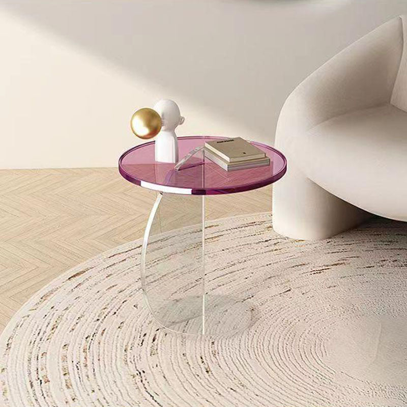 Table basse ronde semi-circulaire minimaliste moderne en plastique pour salon 