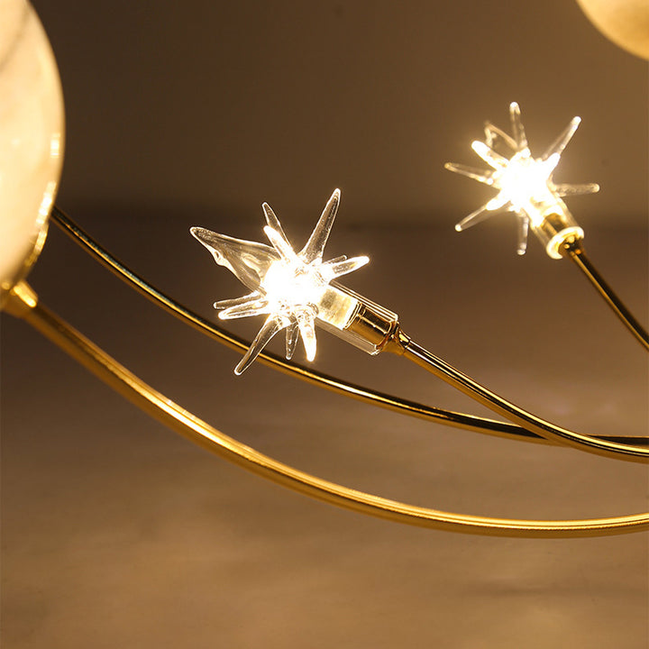 Plafonnier semi-encastré contemporain créatif ciel étoilé lune en verre de fer à 13 lumières pour chambre 