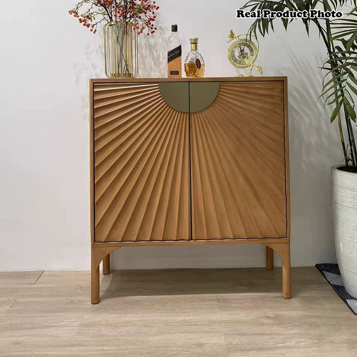 Contemporary Scandinavian Rectangular Eco-Friendly Engineered Wood Cherry Wood Storage Cabinet 3-Tier For Living Room