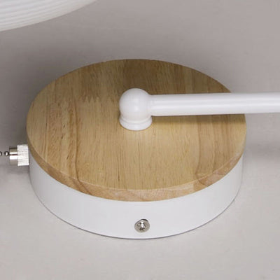Moderne minimalistische Macaron gebogene Stange Runde Tasse Eisen Holz 1-Licht Wandleuchte Lampe für Schlafzimmer