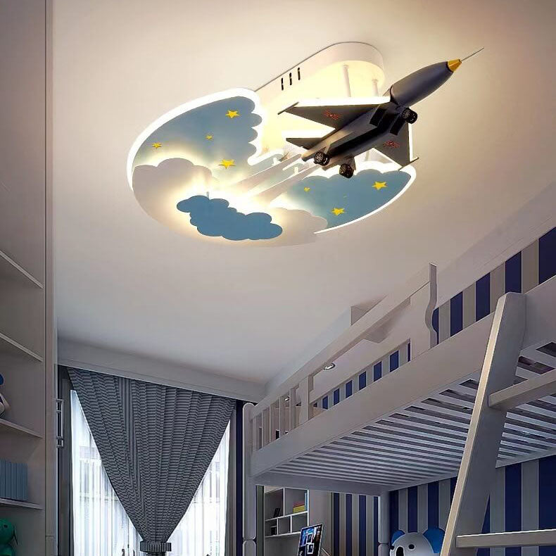 Lumière de plafond LED encastrée en acrylique réglable pour enfants créatifs avec avion de dessin animé 