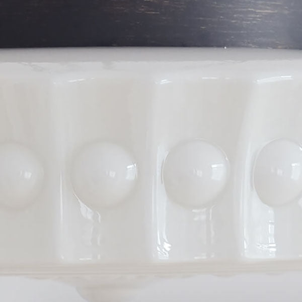 French Vintage White Jade Glass Stripes Round Drum LED Semi-Flush Mount Ceiling Light