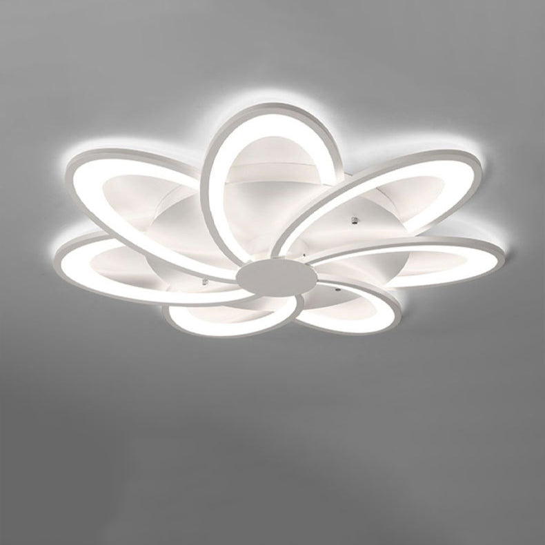 Zeitgenössische kreative Blütenblatt Hardware Acryl LED Semi-Flush Mount Deckenleuchte für Wohnzimmer 
