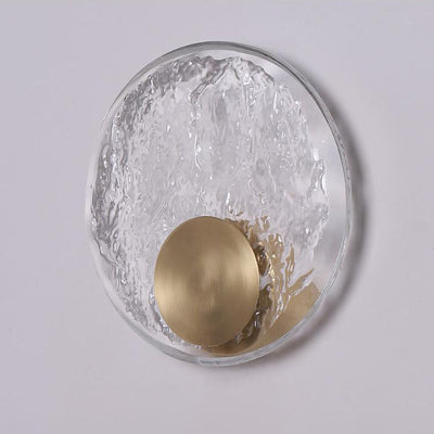 Zeitgenössische Luxus Messing Wasser-ripple Runde Kristall LED Wand Leuchte Lampe Für Wohnzimmer 