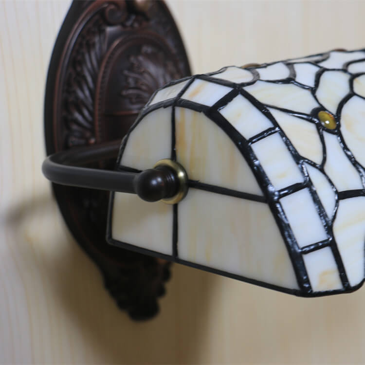Traditional Vintage Tiffany Floral Stained Glass 1-Light Wall Sconce Lamp For Living Room