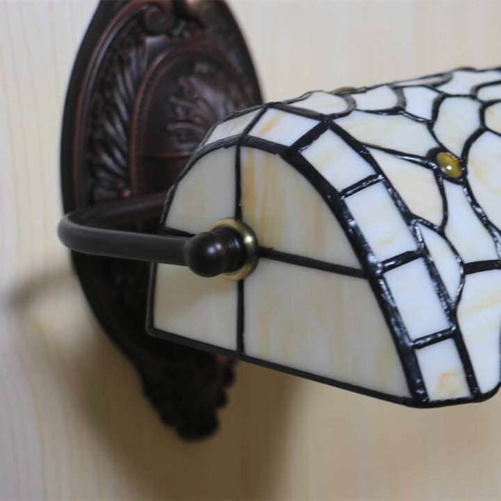 Traditional Vintage Tiffany Floral Stained Glass 1-Light Wall Sconce Lamp For Living Room