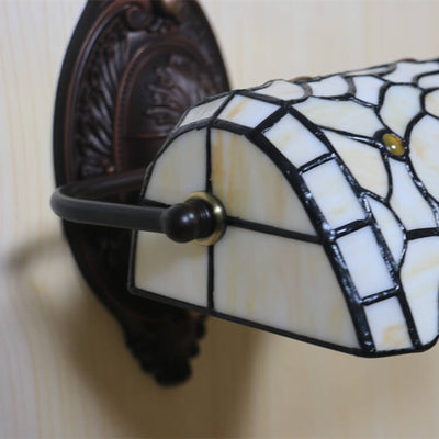 Traditional Tiffany Floral Stained Glass 1-Light Wall Sconce Lamp For Living Room