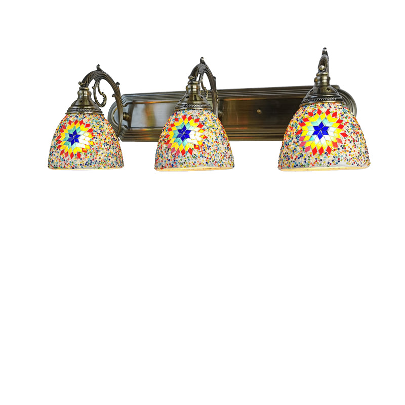 Lámpara de aplique de pared frontal de espejo de tocador de baño con 3 luces de Tiffany Mediterráneo de vidrio teñido 