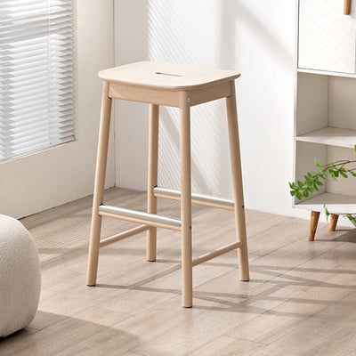 Repose-pieds rectangulaire en bouleau minimaliste moderne pour tabouret de bar pour salle à manger 