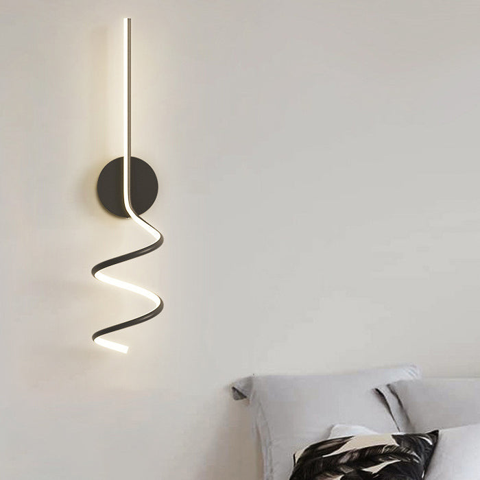 Lámpara Aplique de Pared LED de Hierro y Aluminio en Espiral Minimalista Moderna para Dormitorio 