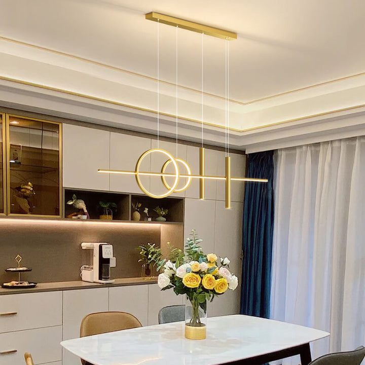 Moderne minimalistische Eisen-Silikon-Streifen-LED-Insel-Leuchte Kronleuchter für das Esszimmer 