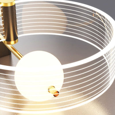 Lámpara de Aplique de Pared LED con Anillo Redondo de Hierro Acrílico Moderno Minimalista para la Mesita de Noche 