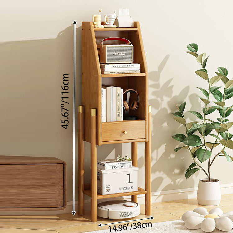 Traditional Vintage Bamboo Fiberboard Multi-functional Storage Sideboard 3/4-Tier Display Rack With Drawer For Home Office