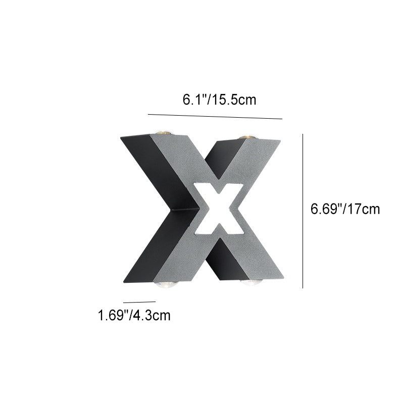 Lampe murale extérieure moderne étanche en forme de X à LED 4 lumières 
