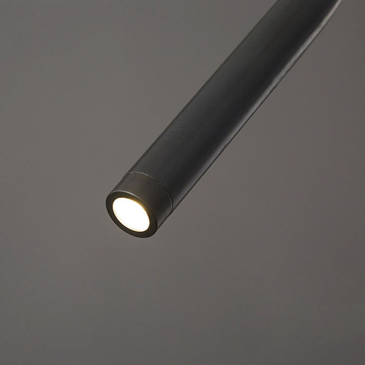 Lámpara colgante LED de tubo fino curvado minimalista moderno de cobre para dormitorio 