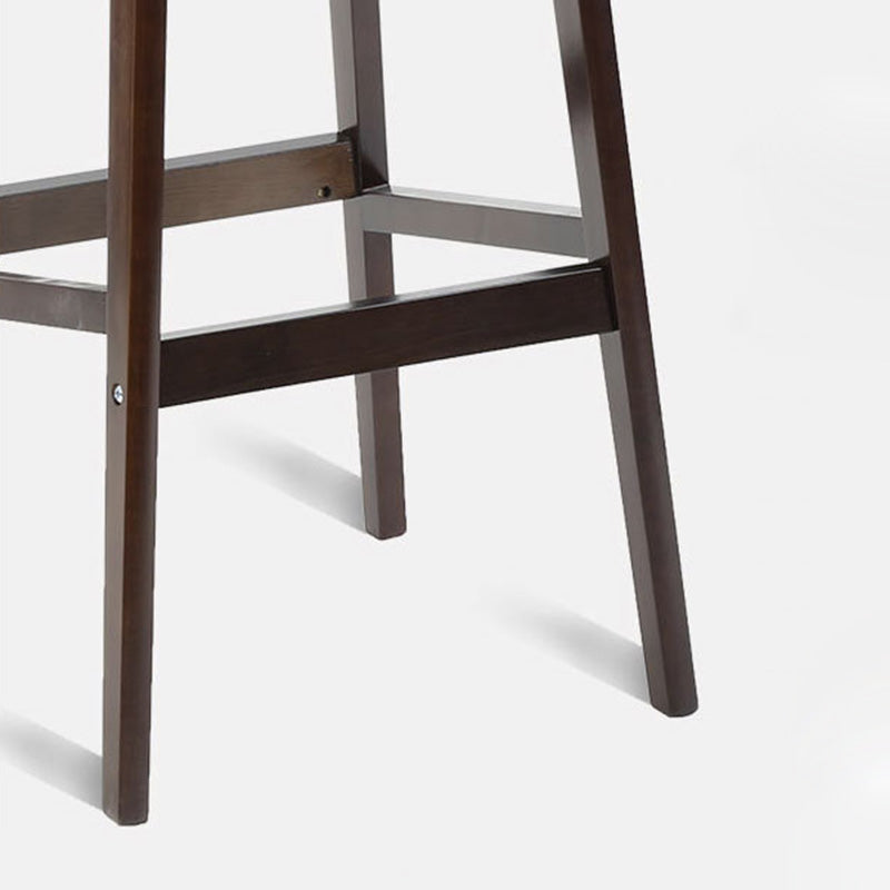 Modern Simplicity Round PU Leather Rubberwood Bar Stool Low Back Footrest For Dining Room