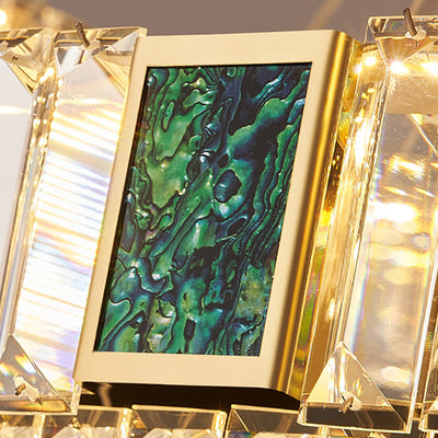 Lustre LED en cristal moderne de luxe rond en cristal titane en acier inoxydable pour salon 