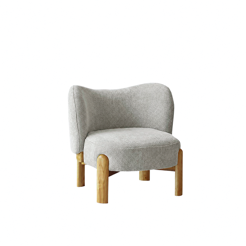 Sillón auxiliar contemporáneo de lujo redondo con tapizado de chenilla y patas de madera de caucho, respaldo envolvente, para sala de estar 