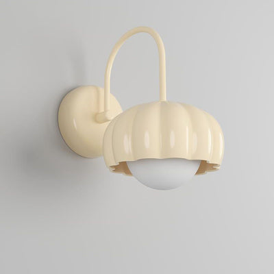 Moderne minimalistische cremefarbene ovale Wandleuchte aus Kunstharz PE mit 1 Licht für Schlafzimmer 