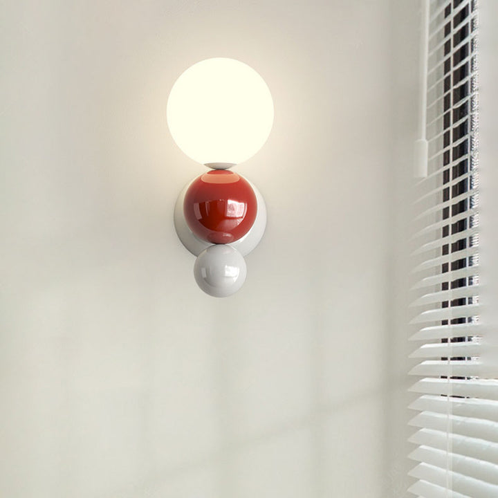 Lámpara de Aplique de Pared de 1 Luz de Hierro de Plástico en Forma de Perla Estilo Crema Francesa 