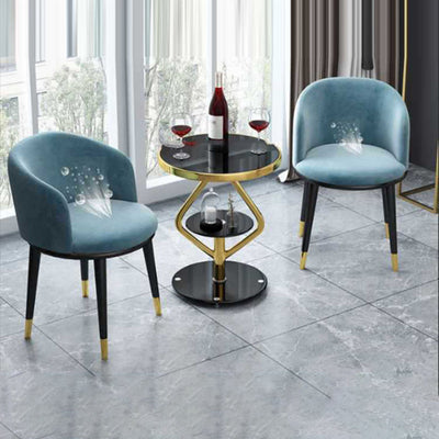 Zeitgenössischer nordischer runder Lutscher-Glas-Edelstahl-Beistelltisch 2-stufig für das Wohnzimmer 