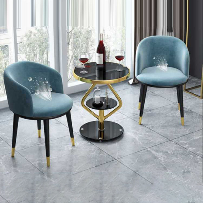 Zeitgenössischer nordischer runder Lutscher-Glas-Edelstahl-Beistelltisch 2-stufig für das Wohnzimmer 